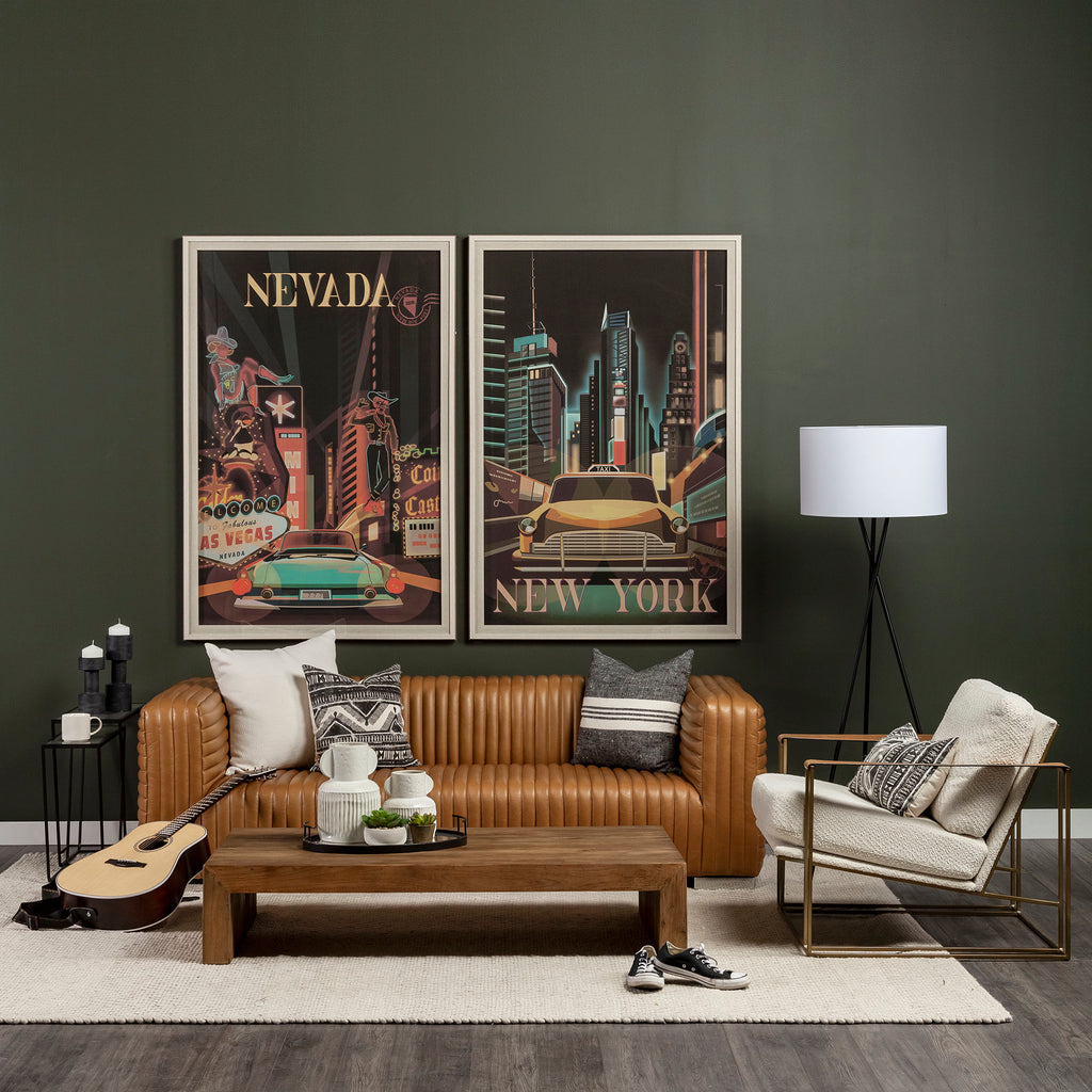 Top-Grain Leather Channeled Sofa