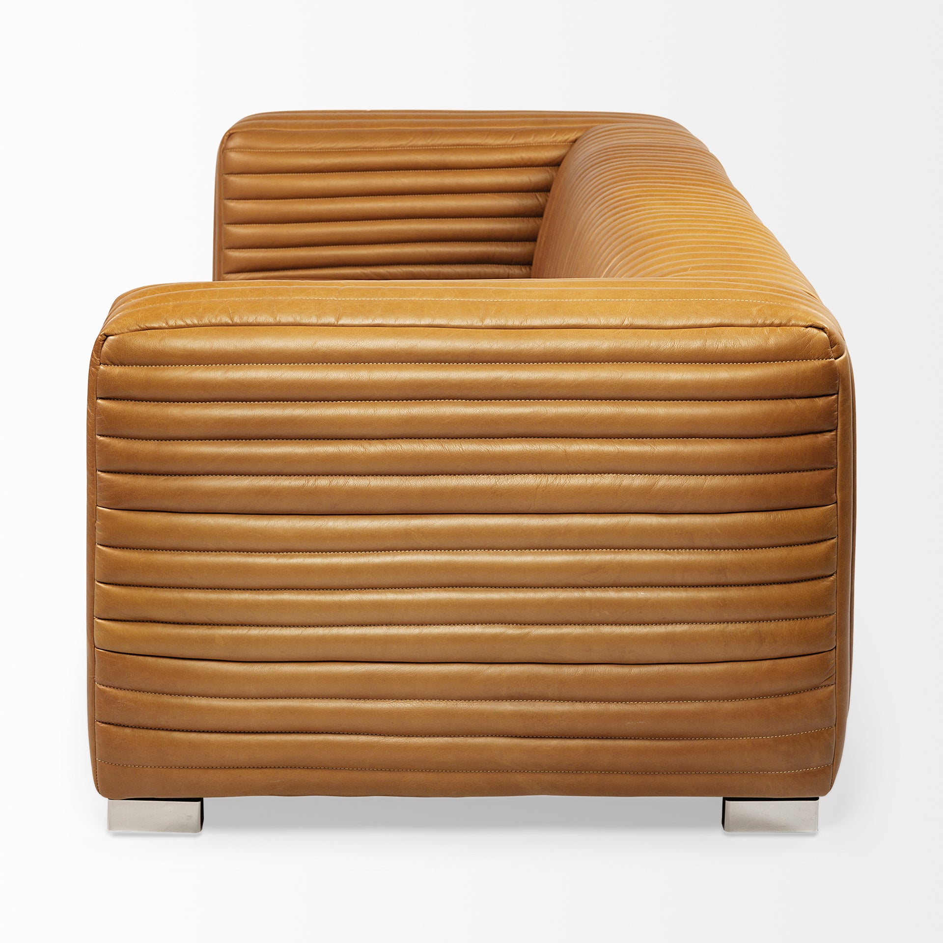 Top-Grain Leather Channeled Sofa