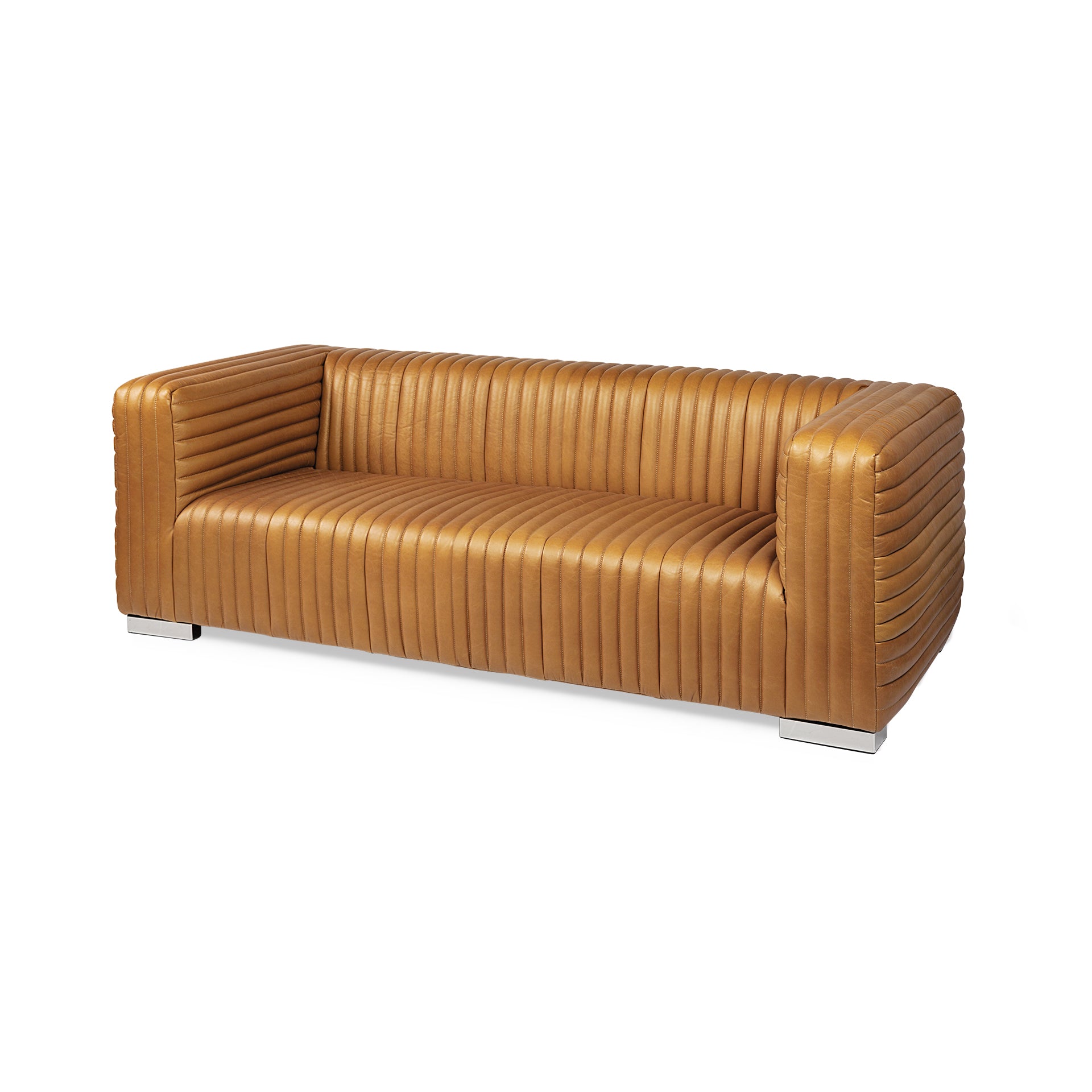 Top-Grain Leather Channeled Sofa
