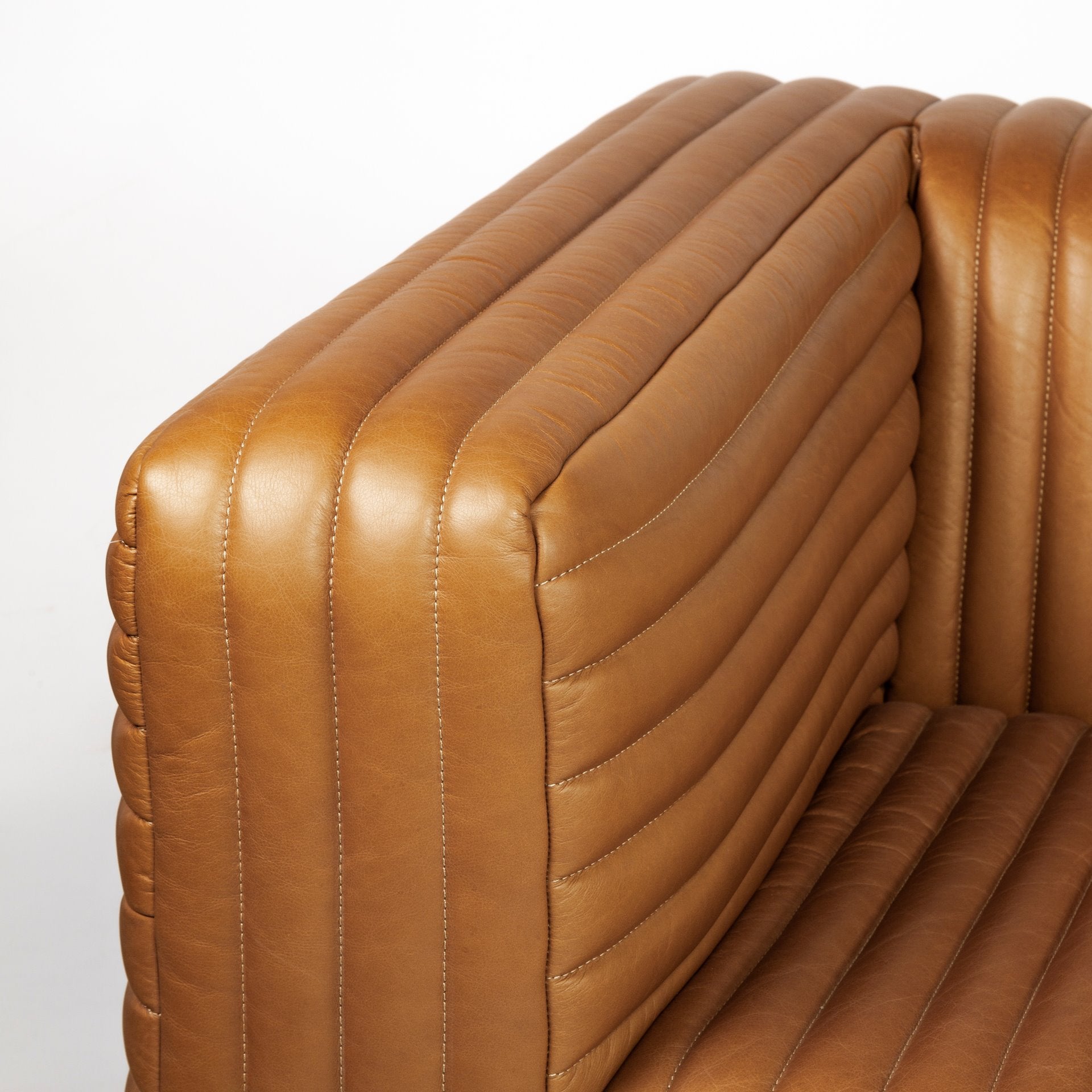 Top-Grain Leather Channeled Sofa