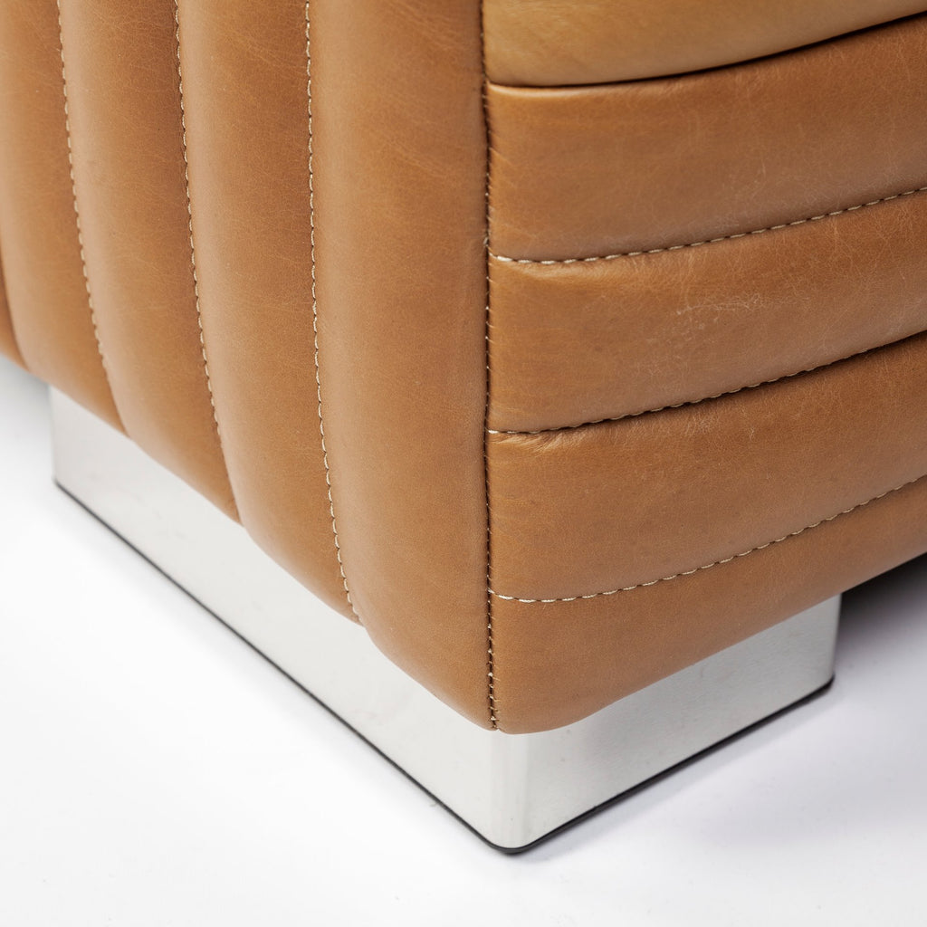 Top-Grain Leather Channeled Sofa